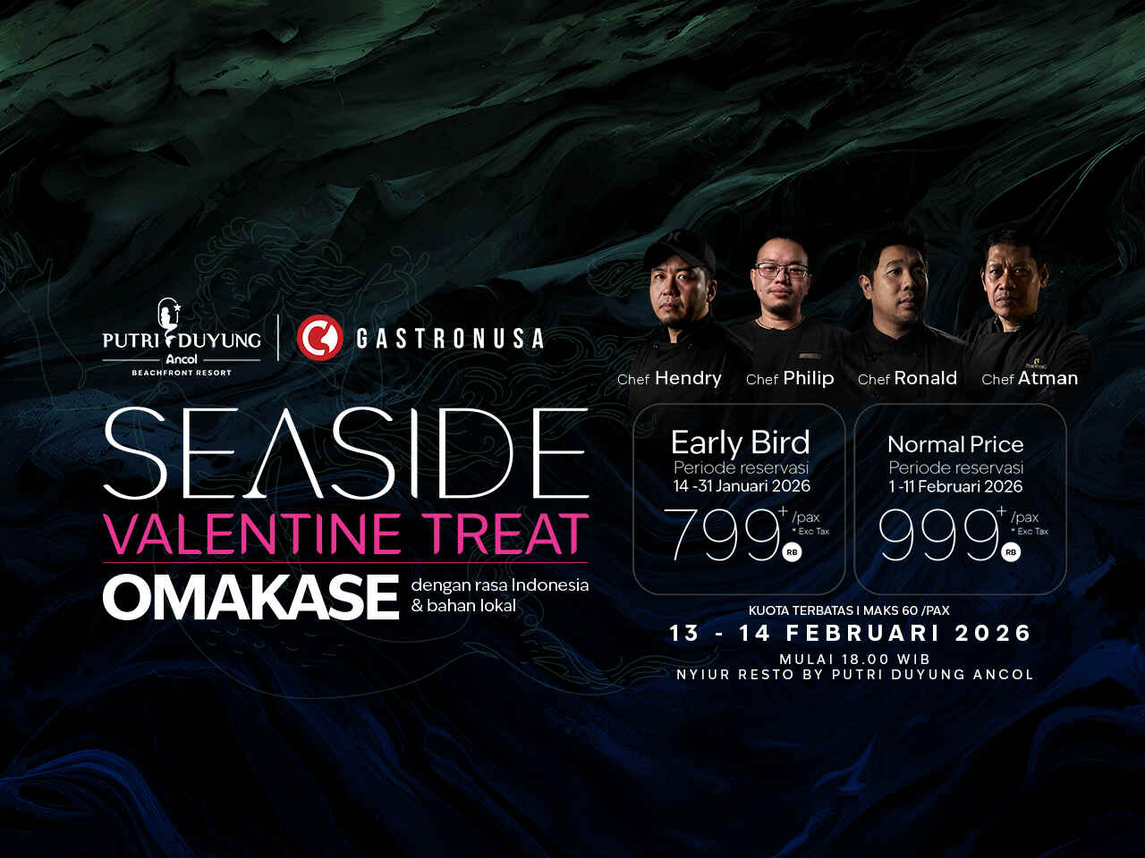 Seaside Valentine Dinner di Putri Duyung Ancol bersama Gastronusa: Omakase Rasa Indonesia dengan View Laut